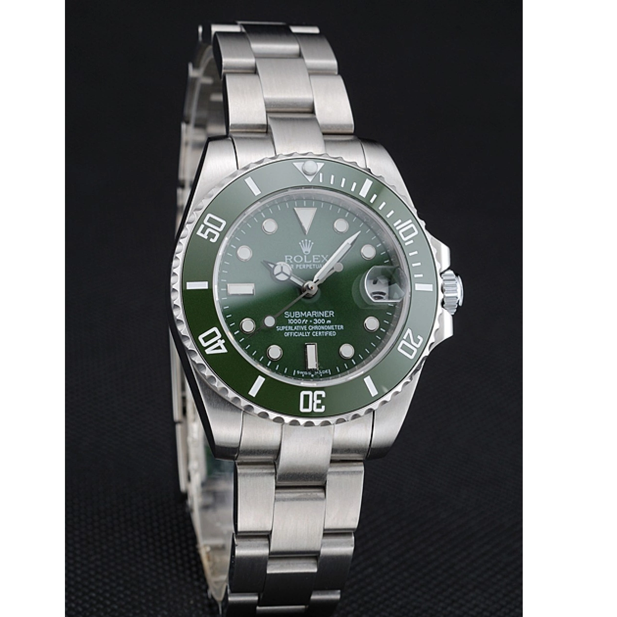 Aaa replica watch 1454151 Rolex Steel Submariner Dial Stainless Bracelet Green 0823